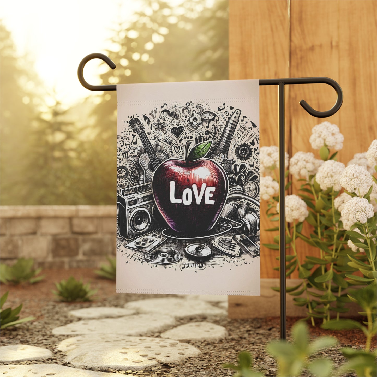 Porch or Yard Flag / Garden Banner - "Love Is All You Need" Apple