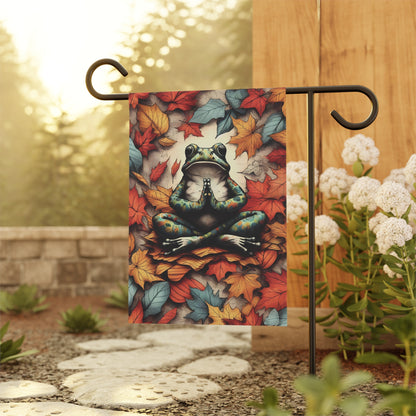 Porch or Yard Flag / Garden Banner - Namaste Frog and Leaves