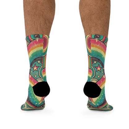 Stretchy Eco-Friendly Socks - Retro Rainbow Swirl, Made from 58% Recycled Fabrics