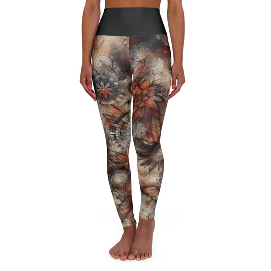 High Waisted Fall Yoga Leggings - Autumn Celestial Magic, XS-2XL