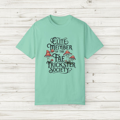 Fae Trickster Society Comfort Colors Tee – Fairycore T-Shirt with Mushrooms, S-4XL