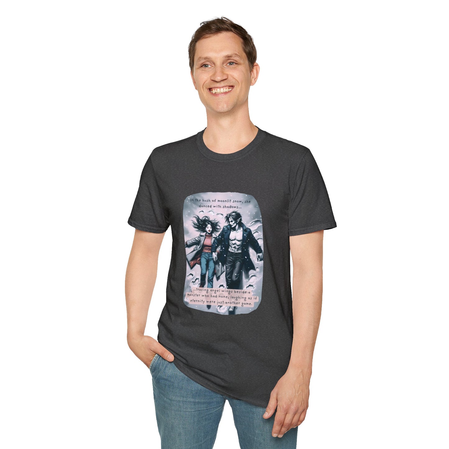 Snow Angels and Shadows (Beautiful Monsters Collection) - Unisex Softstyle T-Shirt, Multiple Colors Available