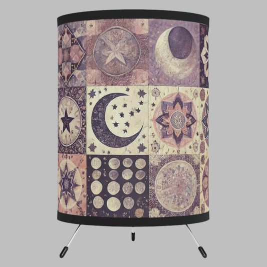 Tripod Table Lamp - Purple Celestial Patchwork