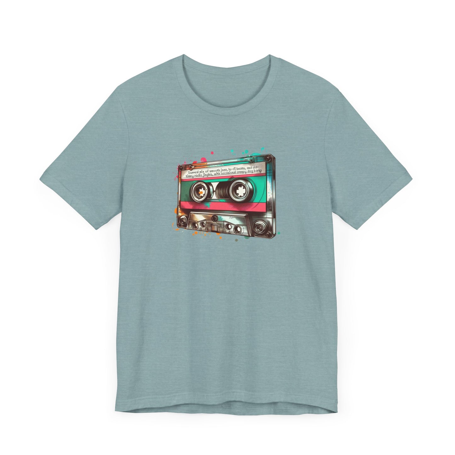 "Surreal Mix of Smooth Jazz, Lo-fi Beats, and Old-Timey Radio Jingles with Occasional Creepy Dog Bark" Mixtape T-shirt - Unisex Jersey Short Sleeve Tee