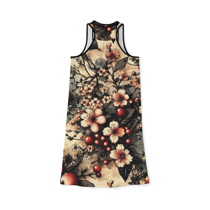 Racerback Dress - Blooms, Cherries, and Black Lace