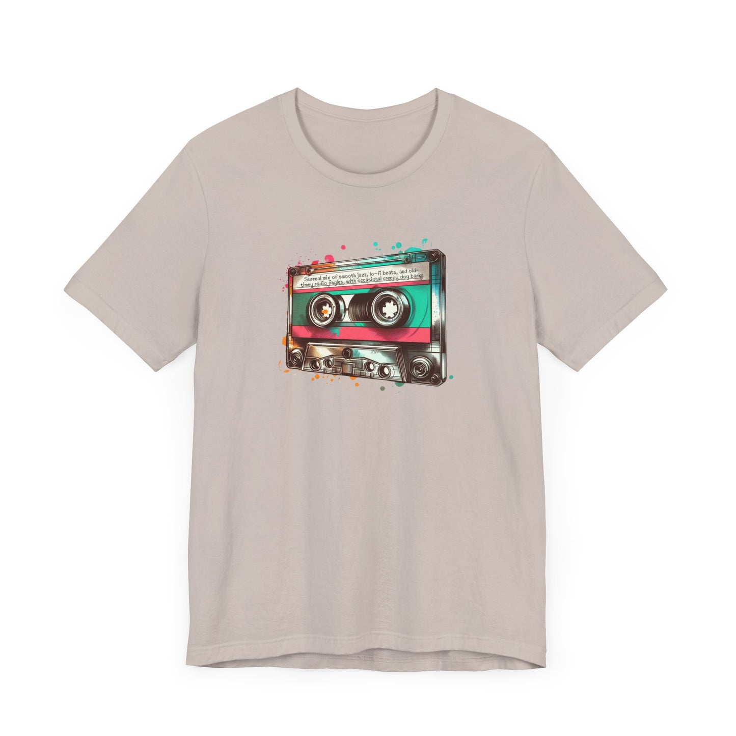 "Surreal Mix of Smooth Jazz, Lo-fi Beats, and Old-Timey Radio Jingles with Occasional Creepy Dog Bark" Mixtape T-shirt - Unisex Jersey Short Sleeve Tee