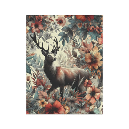 Porch or Yard Flag / Garden Banner - Majestic Deer Among Autumn Blooms