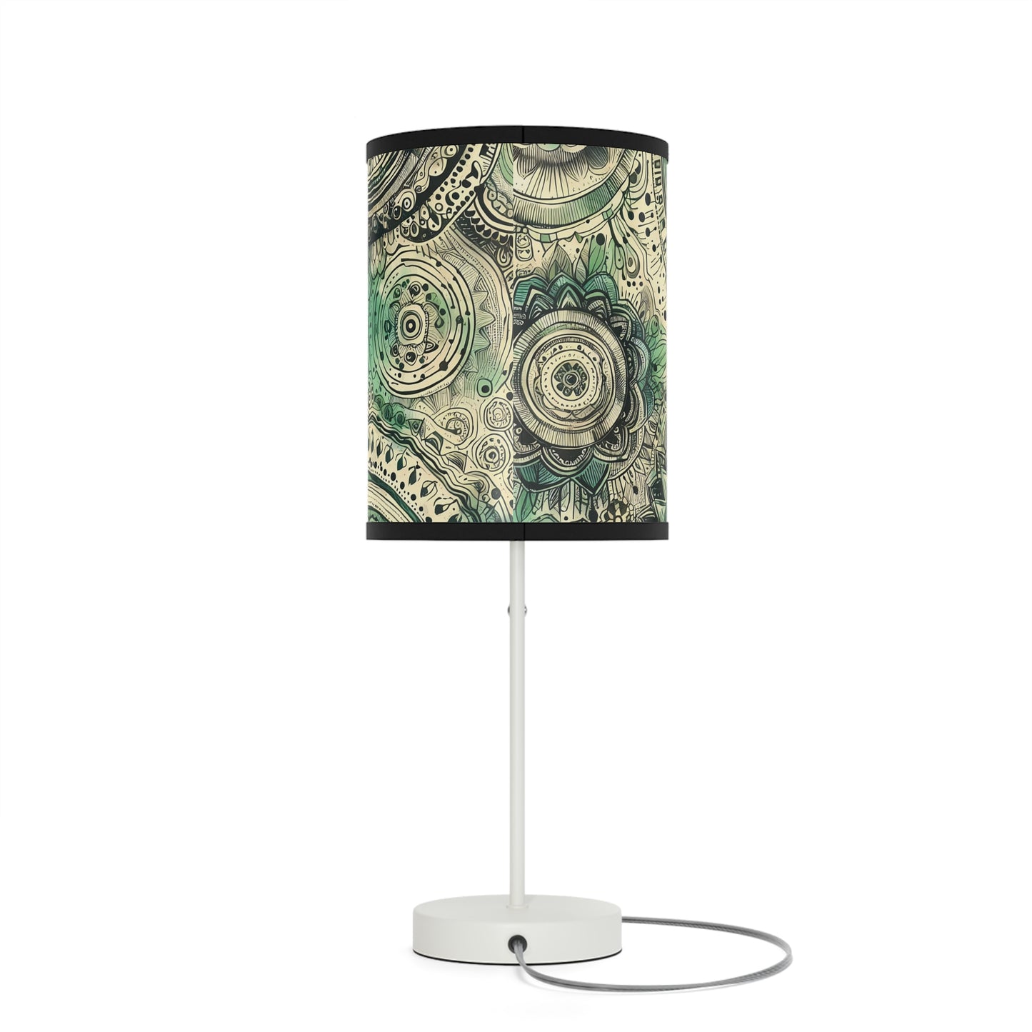 Boho Table Lamp - Sea Green Mandala Pattern