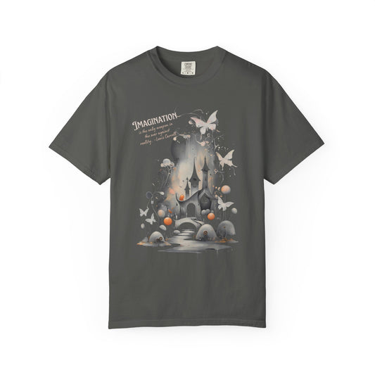 Imagination Is the Only Weapon Shirt - Lewis Carroll Castle & Butterfly Tee, Comfort Colors Garment Dyed Unisex T-Shirt