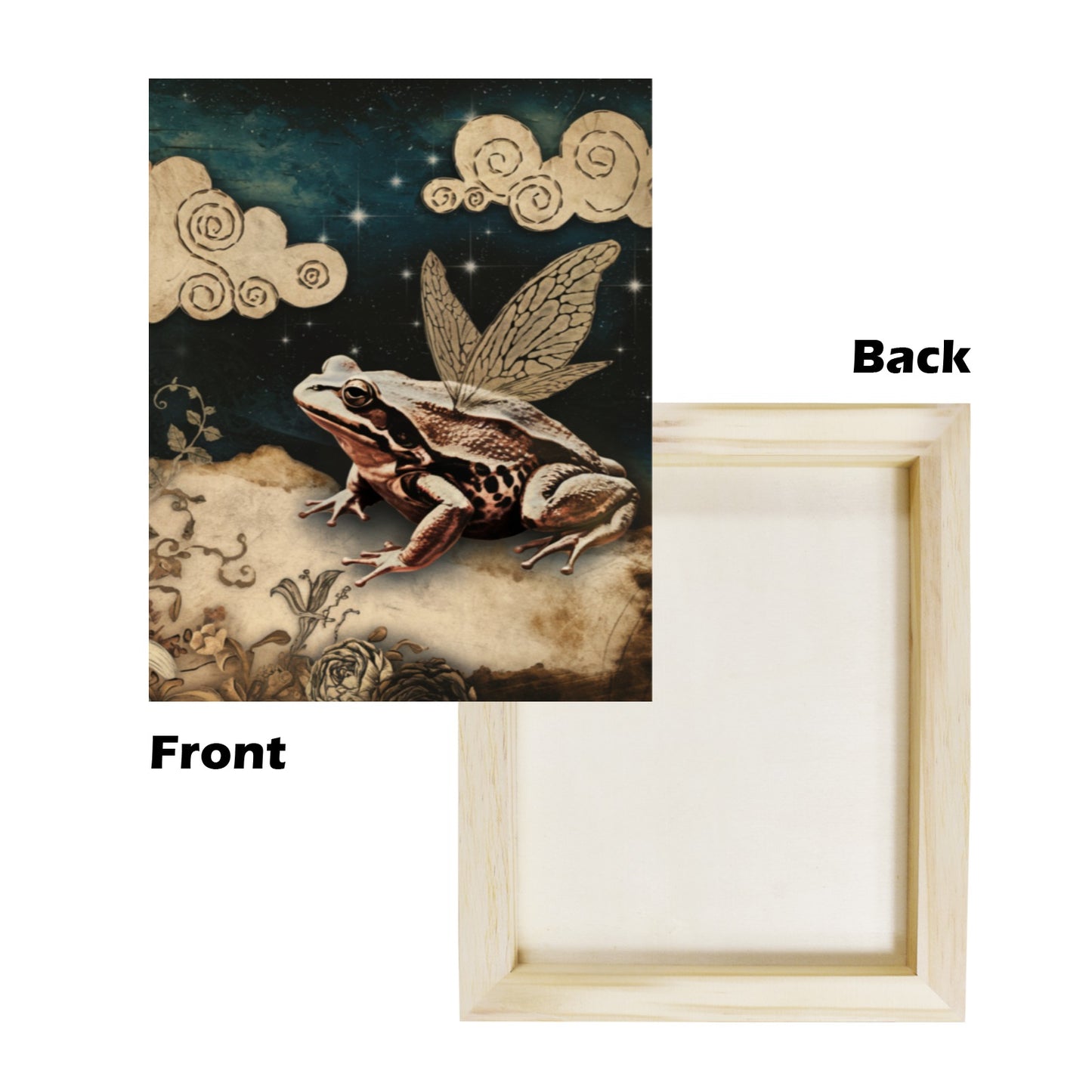 Fairy Frog Wood Panel 8x10 Wall Art | Fantasy Woodland Decor | Magical Frog with Wings