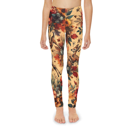 Toddler and Youth Fall Leggings: Fawns and Blossoms, 18mo-12y