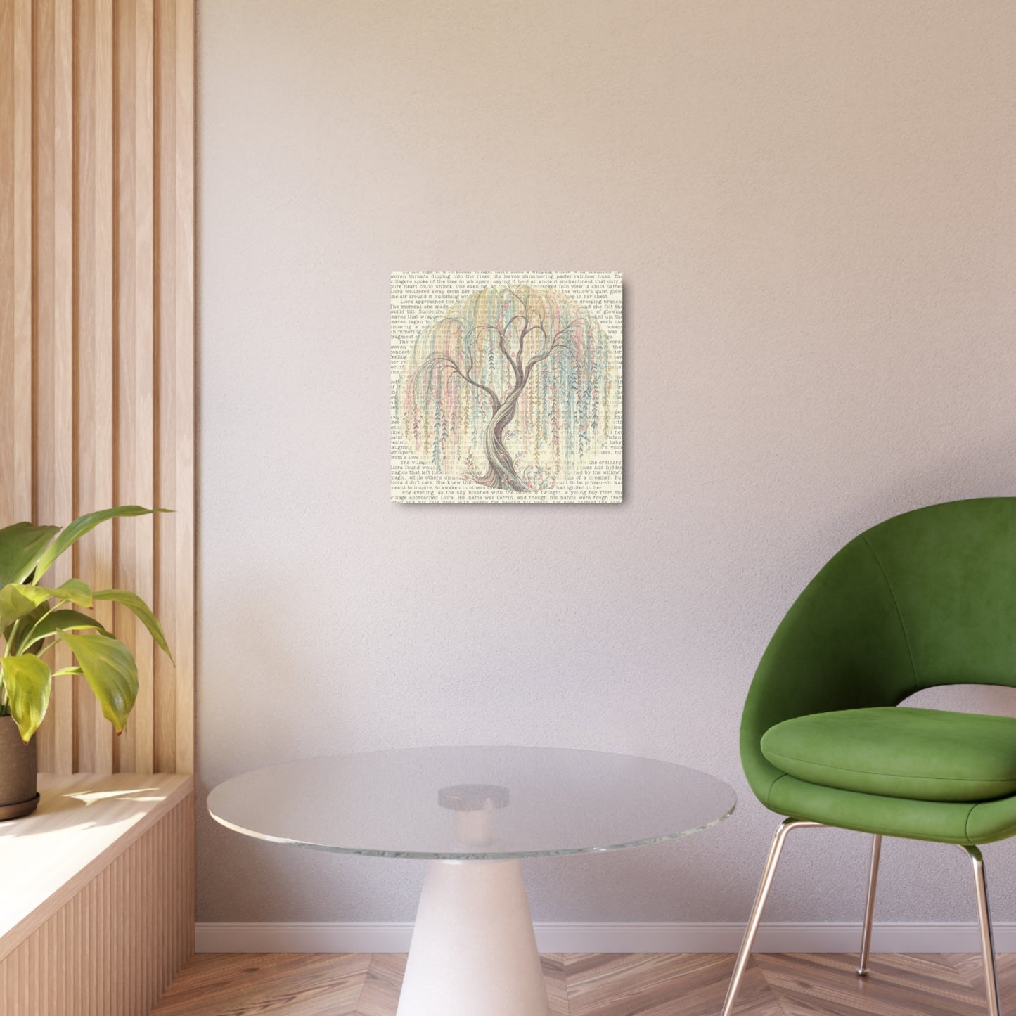 Metal Wall Art - Magical Pastel Weeping Willow Printed Over Story