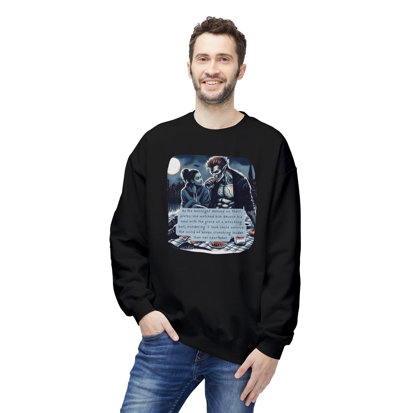 Midnight Picnic: A Love Story (Beautiful Monsters Collection) - Unisex Midweight Softstyle Fleece Crewneck Sweatshirt, Multiple Colors Available