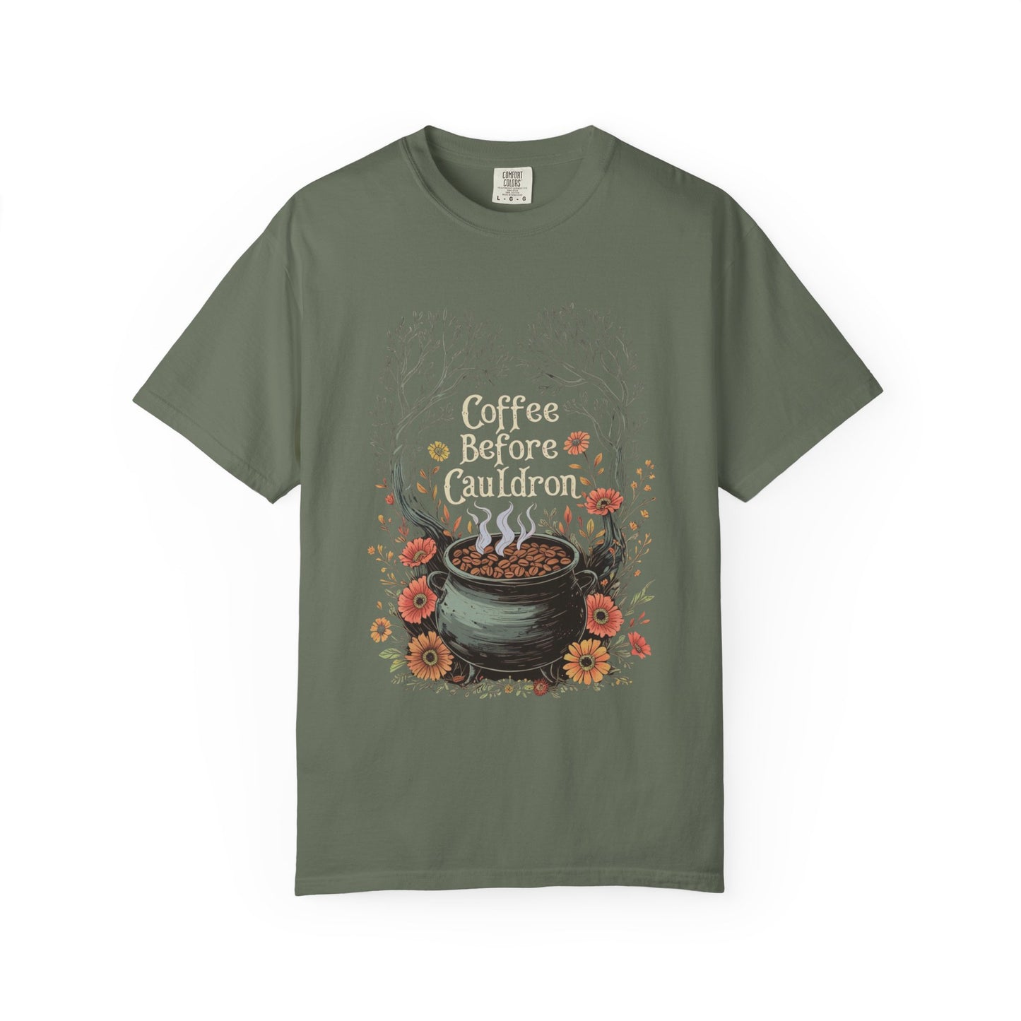 Coffee Before Cauldron T-Shirt, Witchy Coffee Shirt, Comfort Colors Halloween Tee, Spooky Season Shirt, Dark Forest Cozy Witch Aesthetic