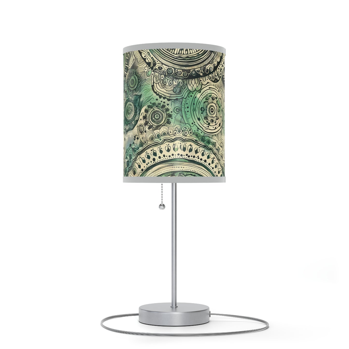 Boho Table Lamp - Sea Green Mandala Pattern