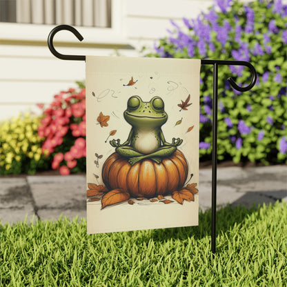 Porch or Yard Flag / Garden Banner - Zen Autumn Frog