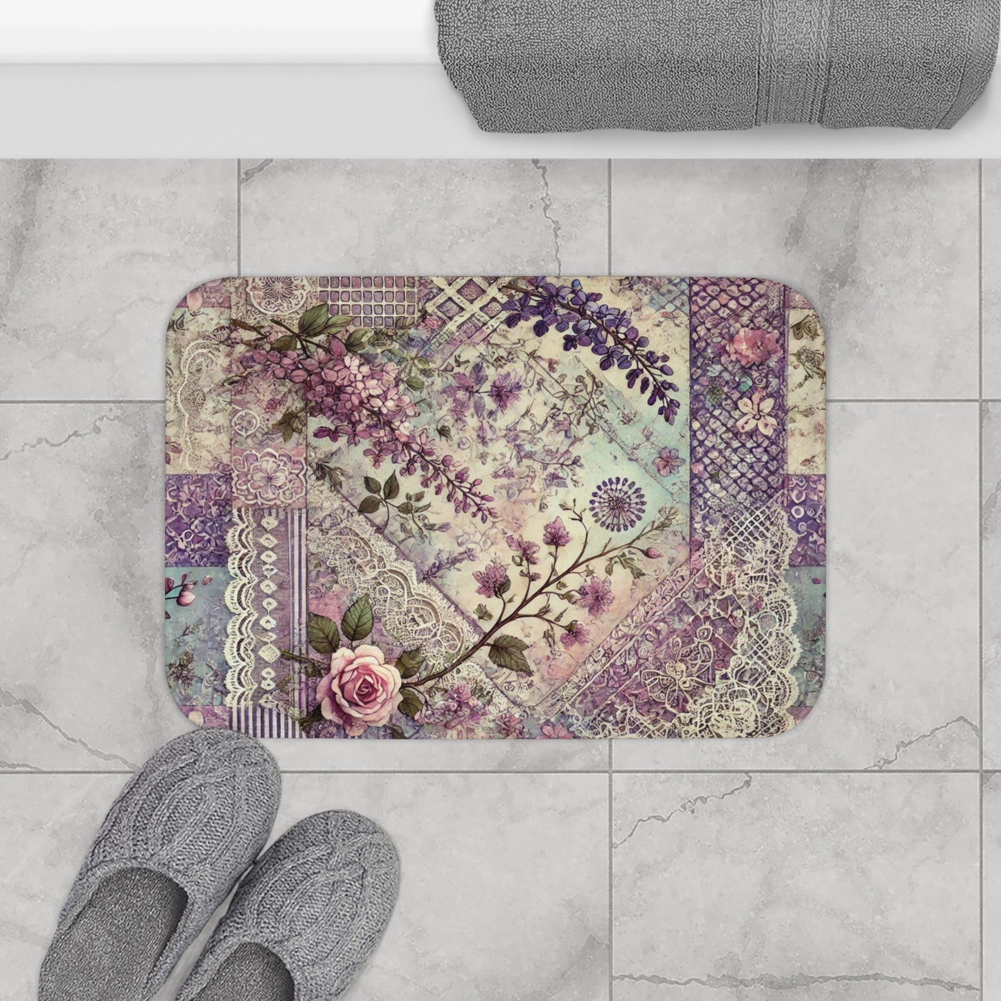 Bath Mat - Romantic Wisteria and Lace