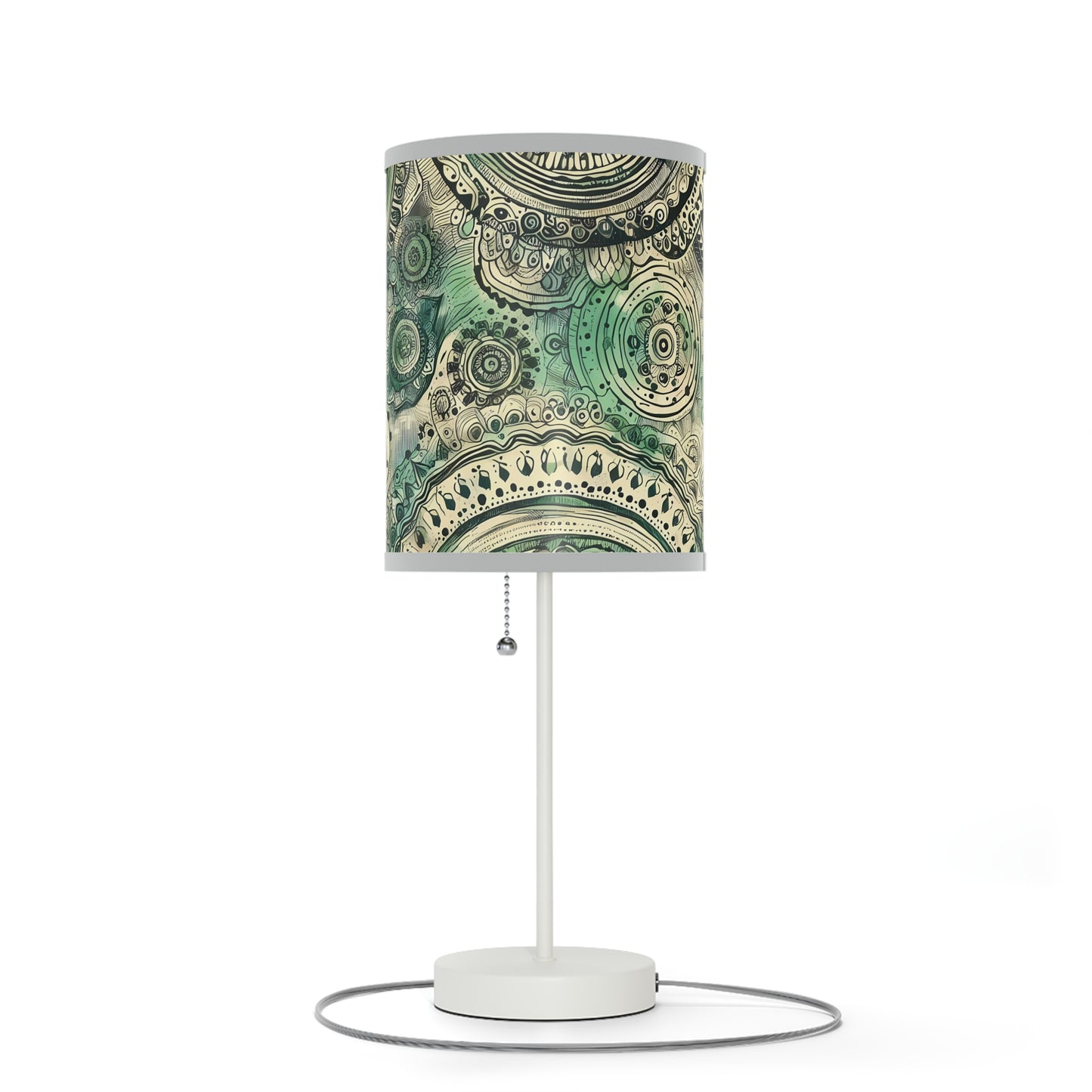 Boho Table Lamp - Sea Green Mandala Pattern