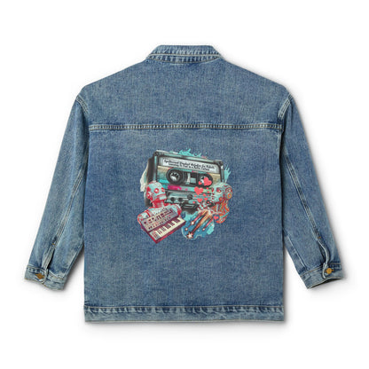 Women's Denim Jacket - Retro "Stardust Melodies" Mixtape - Funny Hyper-Specific Mixtape Series