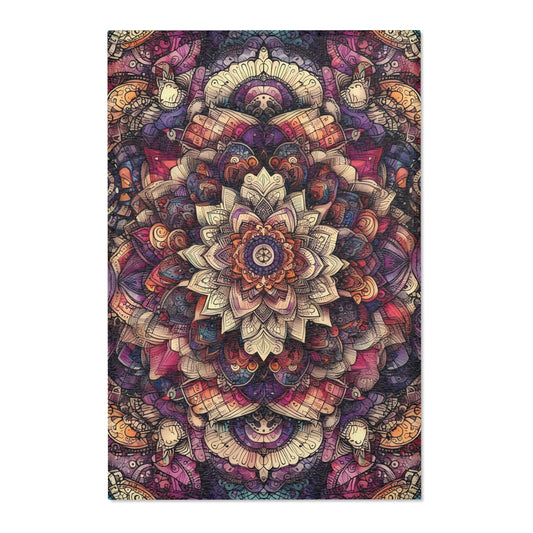 Area Rug - Bold Mandala in Purple, Pink, Cream