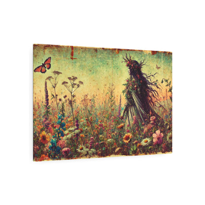 Metal Wall Art - Ancient Earth Goddess Walking Through Vast Wildflower Field