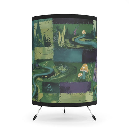 Tripod Table Lamp - Whimsical Forest Patchwork