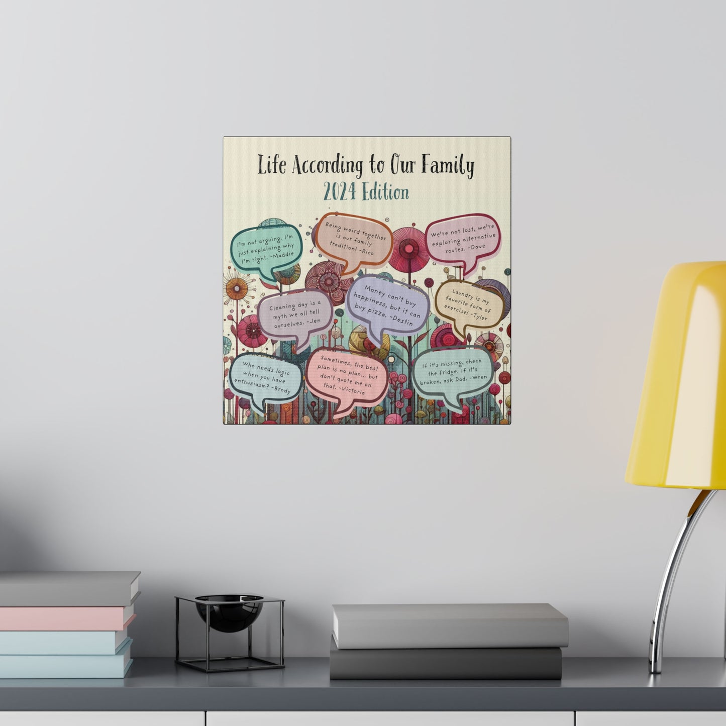 Personalized Family Quote Collage Canvas - 2024 Memories & Funny Quotes, Custom Wall Art for Home Decor