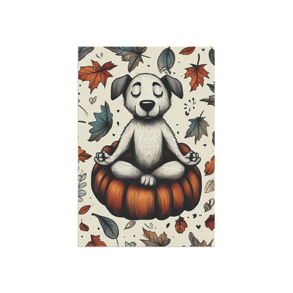 Porch or Yard Flag / Garden Banner - Zen Dog on Pumpkin