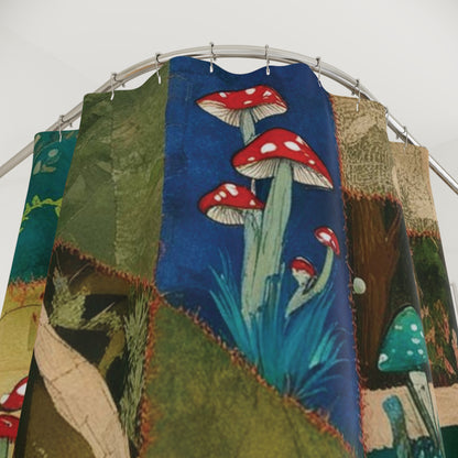 Shower Curtain - Enchanted Winding Path Through Mushroom-Lined Fairy Forest