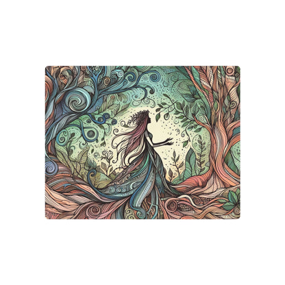 Metal Wall Art - Surreal Forest Goddess Silhouette with Colorful Windy Roots