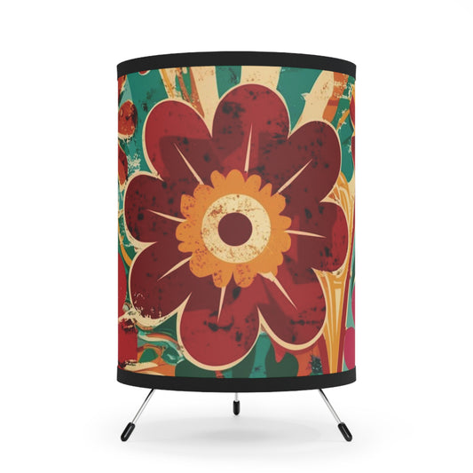 Tripod Table Lamp - Retro 70s Style Flower Power