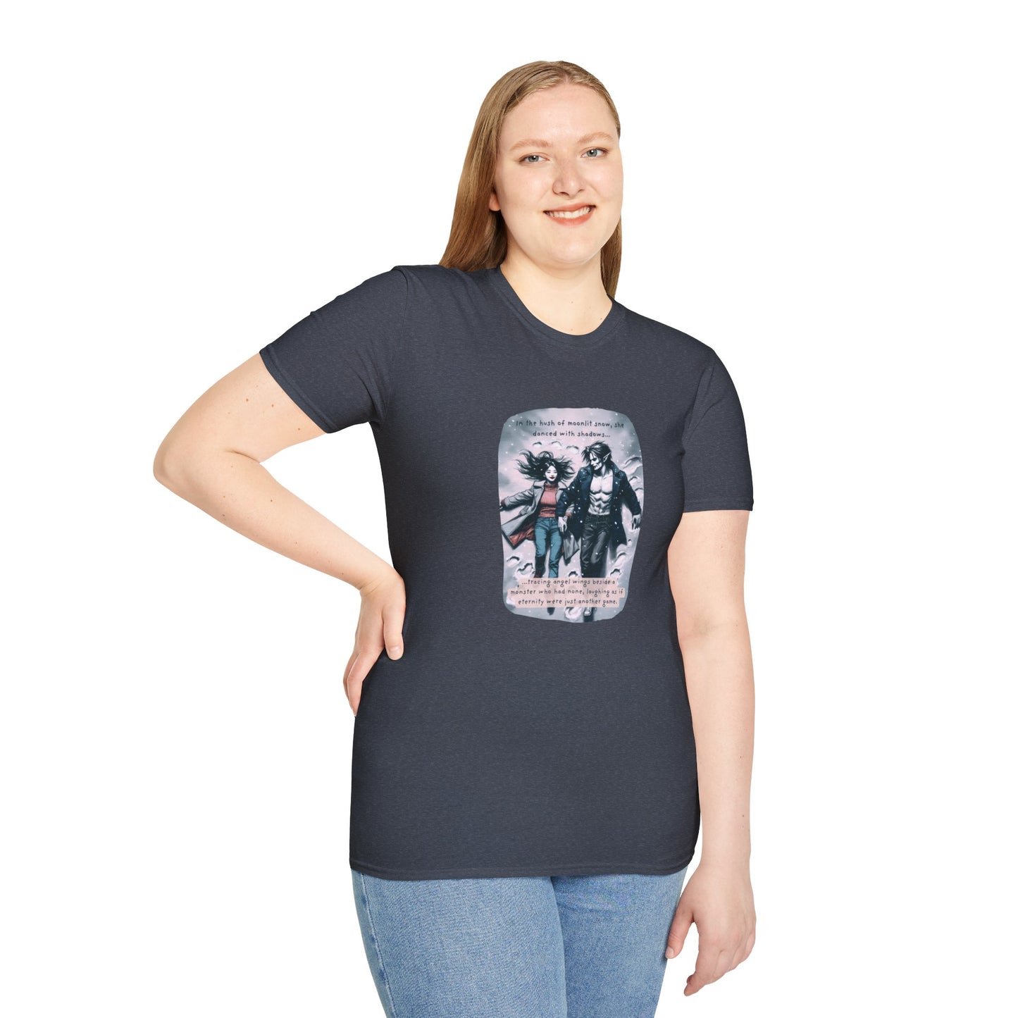 Snow Angels and Shadows (Beautiful Monsters Collection) - Unisex Softstyle T-Shirt, Multiple Colors Available