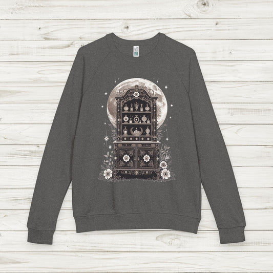Moonlight Apothecary Sweatshirt, Premium Raglan French Terry Witchy Botanical Pullover - Cozy Gothic Cottagecore Crew