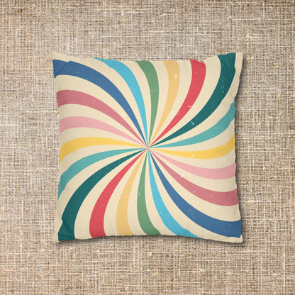 Faux Suede Pillowcase - "Fairy Dust Zone: Sparkle Responsibly" Text in a Whimsical Retro Vintage Rainbow Design