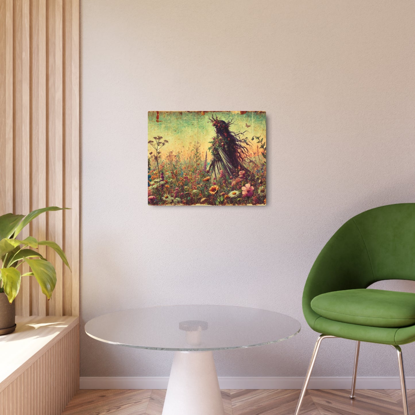 Metal Wall Art - Ancient Earth Goddess Walking Through Vast Wildflower Field