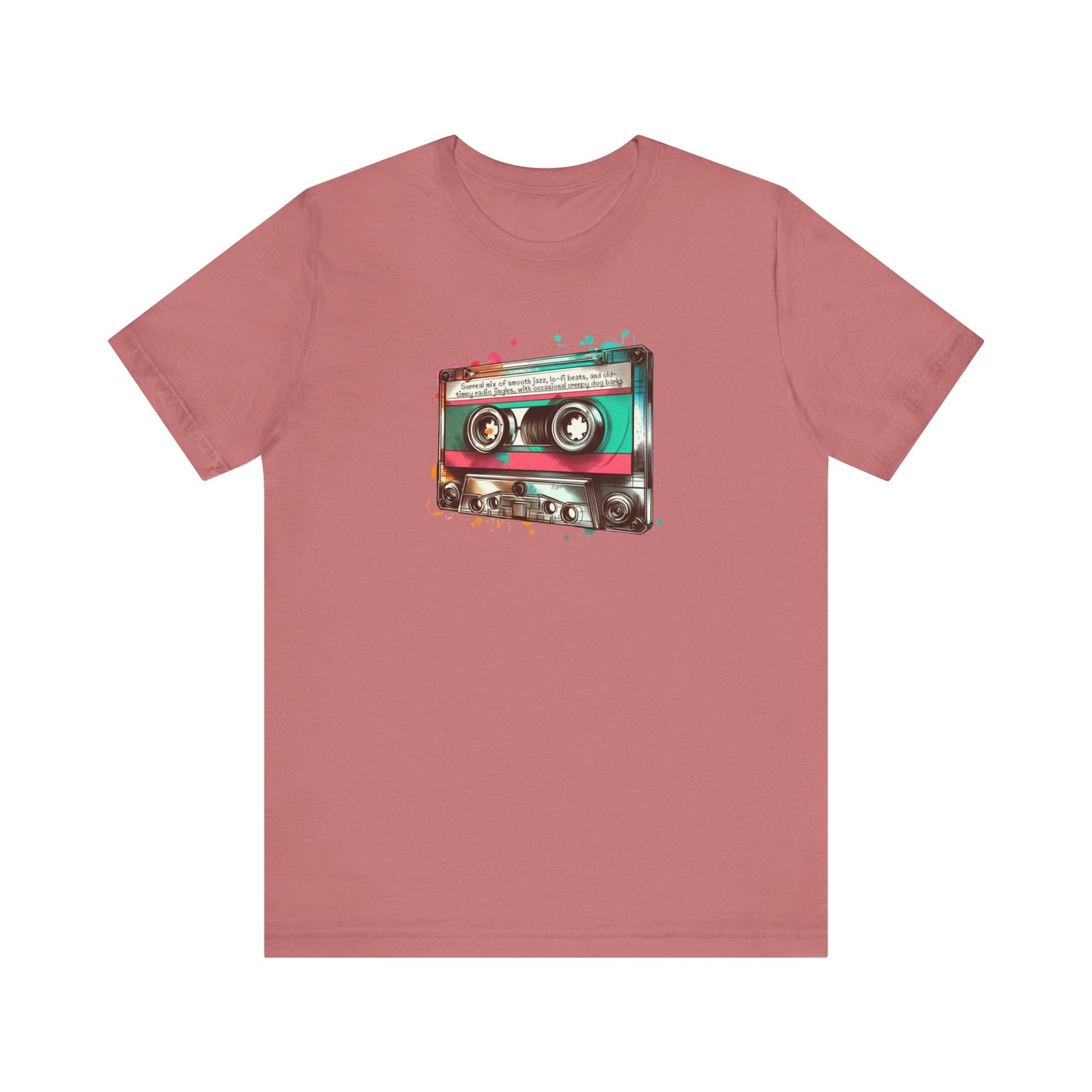 "Surreal Mix of Smooth Jazz, Lo-fi Beats, and Old-Timey Radio Jingles with Occasional Creepy Dog Bark" Mixtape T-shirt - Unisex Jersey Short Sleeve Tee