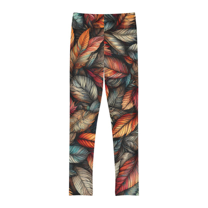 Toddler and Youth Fall Leggings: Sketched Vibrant Leaves, 18mo-12y