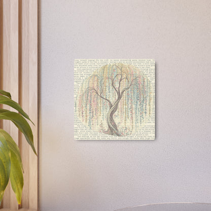 Metal Wall Art - Magical Pastel Weeping Willow Printed Over Story