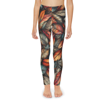 Toddler and Youth Fall Leggings: Sketched Vibrant Leaves, 18mo-12y