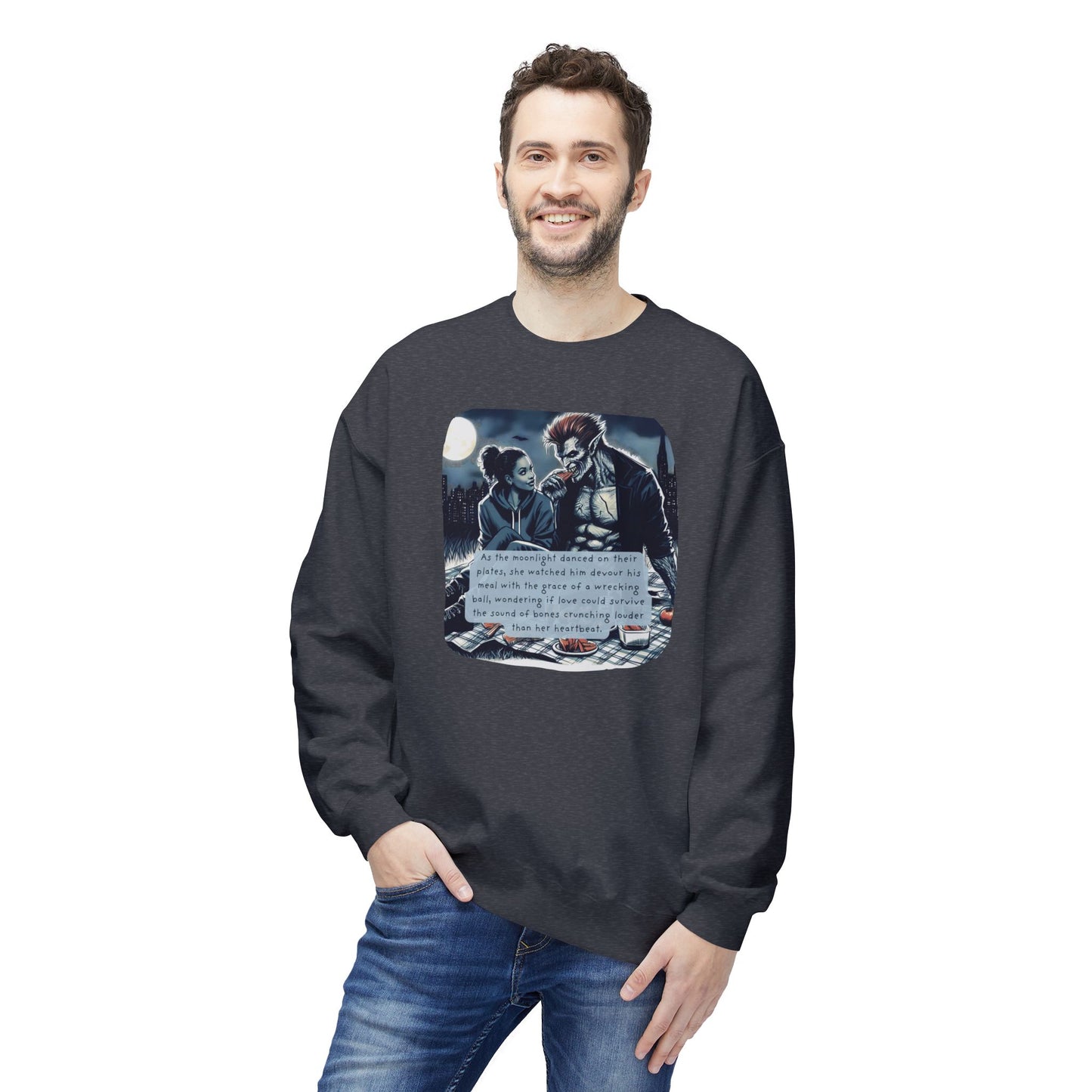 Midnight Picnic: A Love Story (Beautiful Monsters Collection) - Unisex Midweight Softstyle Fleece Crewneck Sweatshirt, Multiple Colors Available