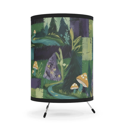 Tripod Table Lamp - Whimsical Forest Patchwork