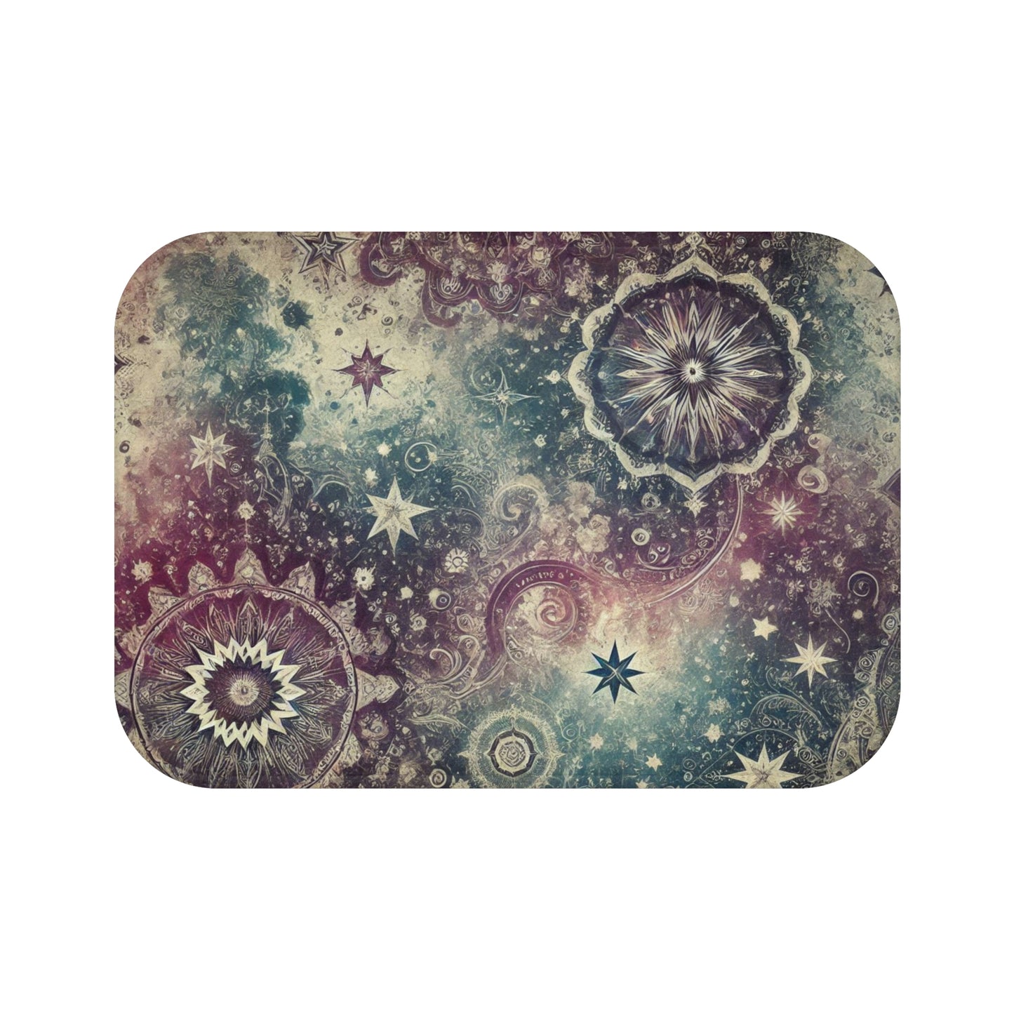 Bath Mat - Galaxy with Vintage Stars in Purple and Teal