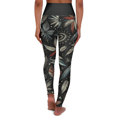 High Waisted Fall Yoga Leggings - Whimsical Leaves, XS-2XL