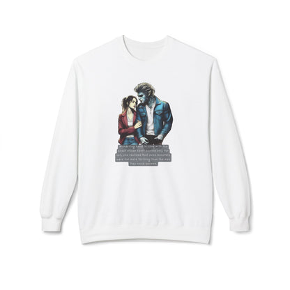 Stroll with a Teenage Werewolf (Beautiful Monsters Collection) - Unisex Midweight Softstyle Fleece Crewneck Sweatshirt, Multiple Colors Available