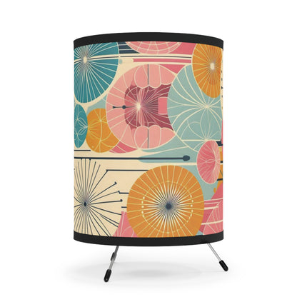 Retro Dandelion Tripod Lamp - 50s & 60s Inspired Grandma Chic Style - Cozy Lighting with Pink, Teal, Blue, and Orange Shades