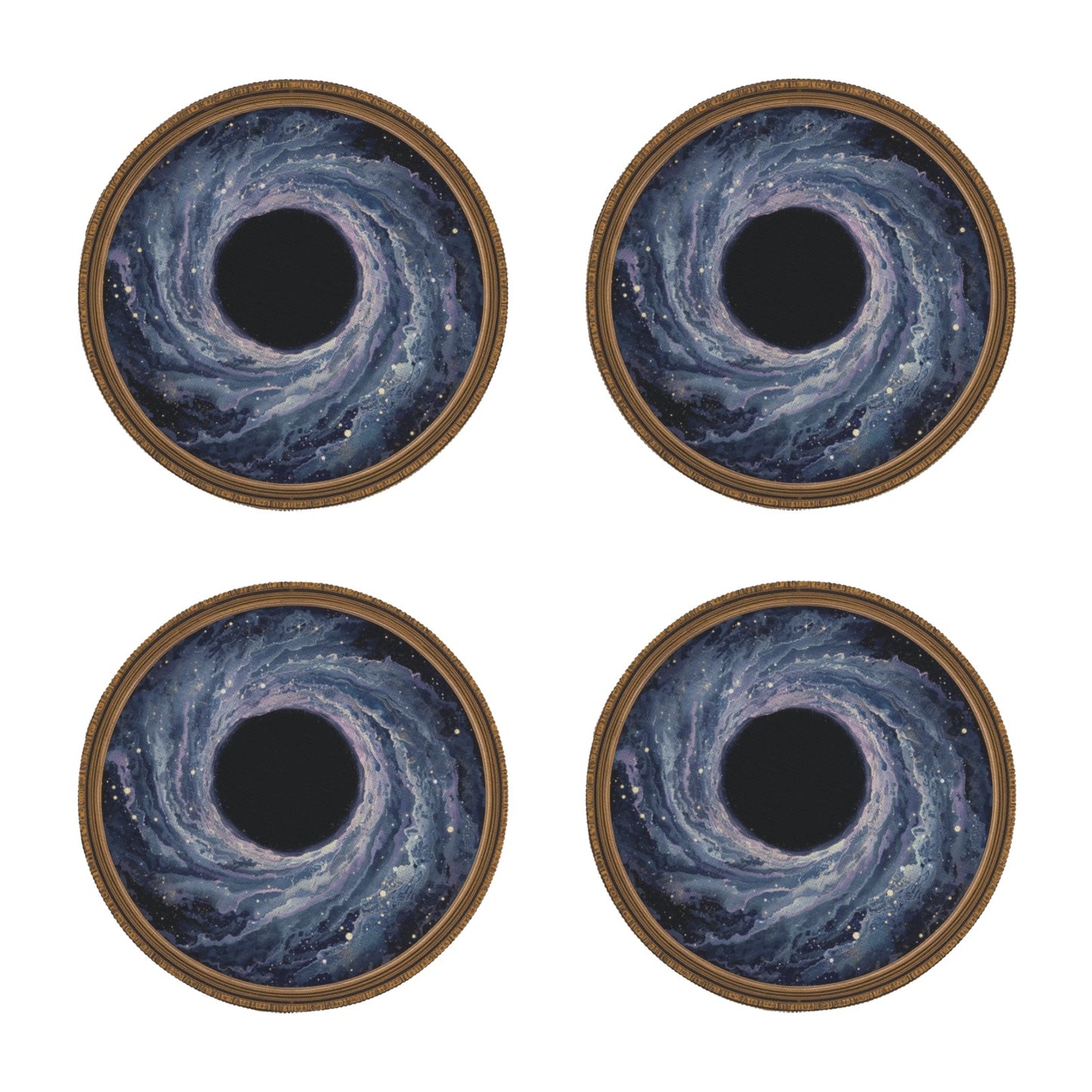 Black Hole Placemats (Set of 4) | Round Cosmic Table Mats, Funny Galaxy Dining Decor That Eats Your Forks