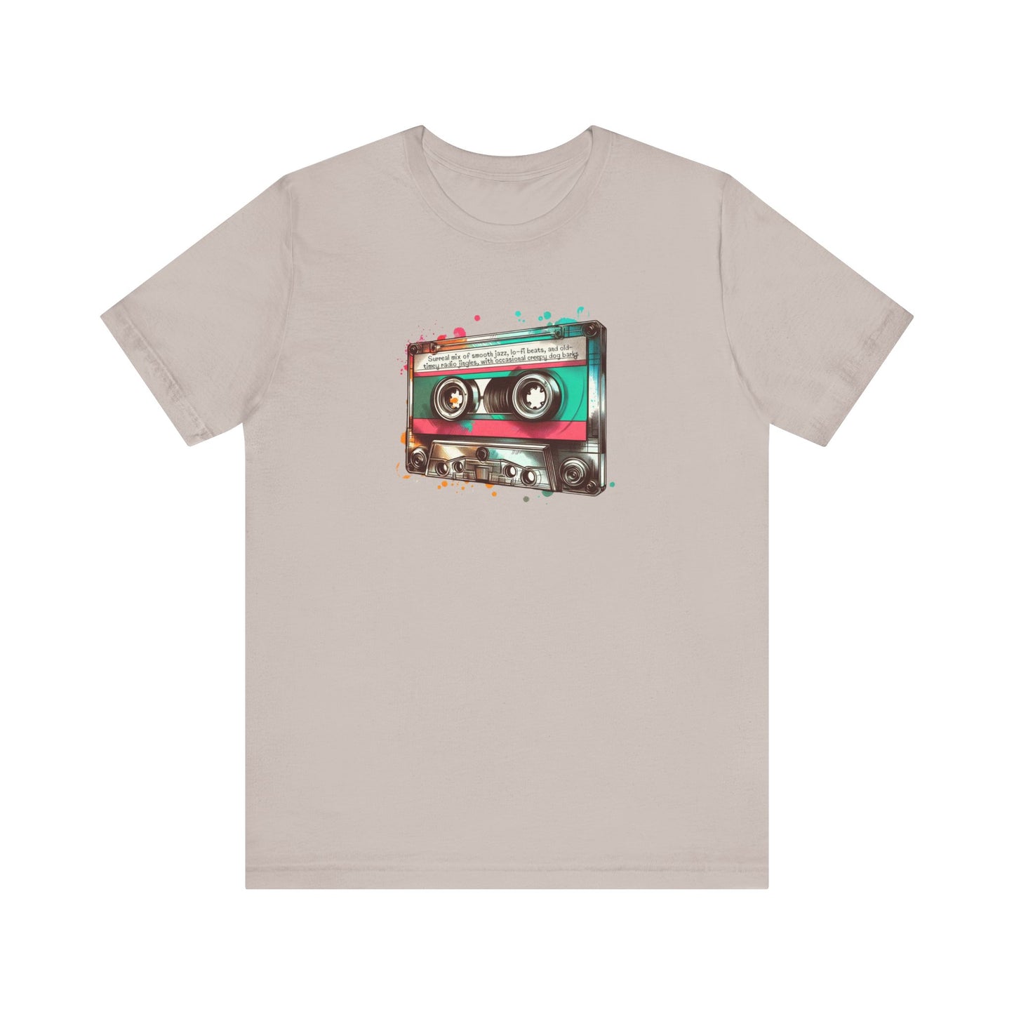 "Surreal Mix of Smooth Jazz, Lo-fi Beats, and Old-Timey Radio Jingles with Occasional Creepy Dog Bark" Mixtape T-shirt - Unisex Jersey Short Sleeve Tee