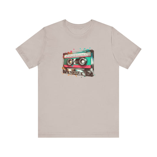 "Surreal Mix of Smooth Jazz, Lo-fi Beats, and Old-Timey Radio Jingles with Occasional Creepy Dog Bark" Mixtape T-shirt - Unisex Jersey Short Sleeve Tee