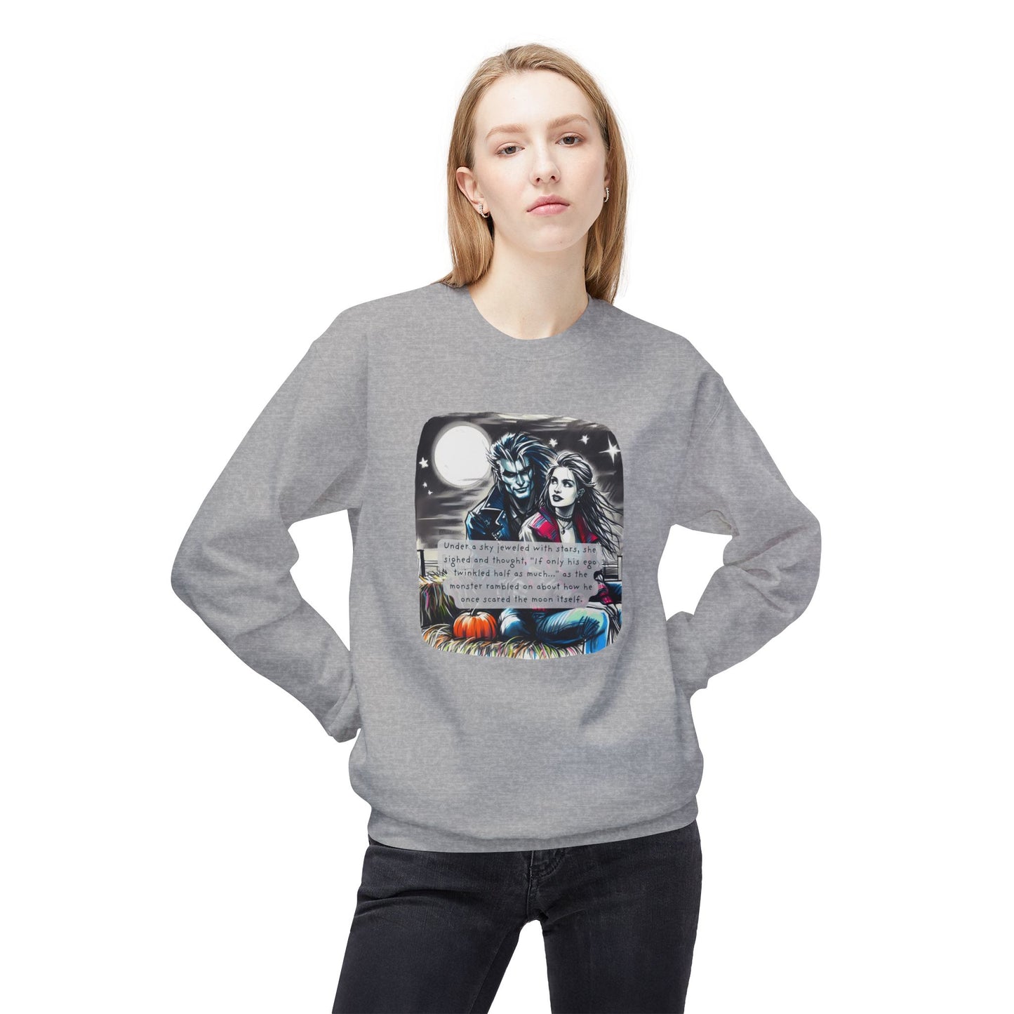 Midnight Harvest Hayride (Beautiful Monsters Collection) - Unisex Midweight Softstyle Fleece Crewneck Sweatshirt, Multiple Colors Available