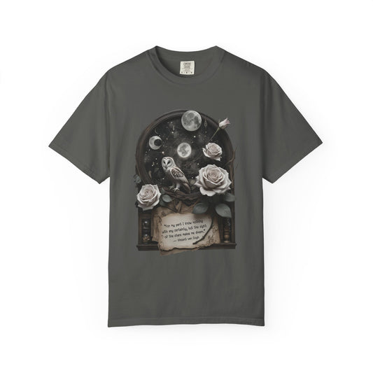 Vincent Van Gogh Quote Comfort Colors Garment Dyed T-Shirt | Celestial Moon & Stars Tee | Dark Academia Art Quote | Literary Gift